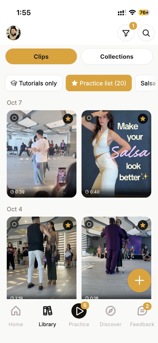 Step 3: the video is first on your practice list